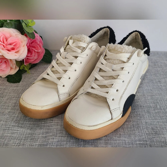 Dolce Vita Women Zina Sneaker White Black Rubber Sole Slip On Size 7 US - Picture 1 of 13